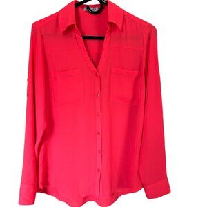 Express Women’s The Portofino Shirt in Coral Button-Down Blouse Size Smal
